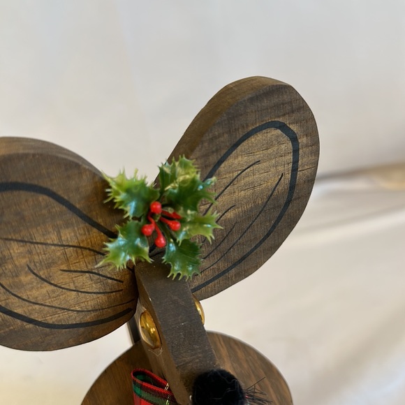 Vintage Christmas Puzzle Piece Wooden Mouse Holiday Decor - Picture 7 of 10